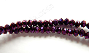 Dark Purple Metallic Crystal Quartz  -  Faceted Rondel  11"      3 x 4 mm