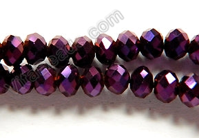 Dark Purple Metallic Crystal Quartz  -  Faceted Rondel  11"      3 x 4 mm