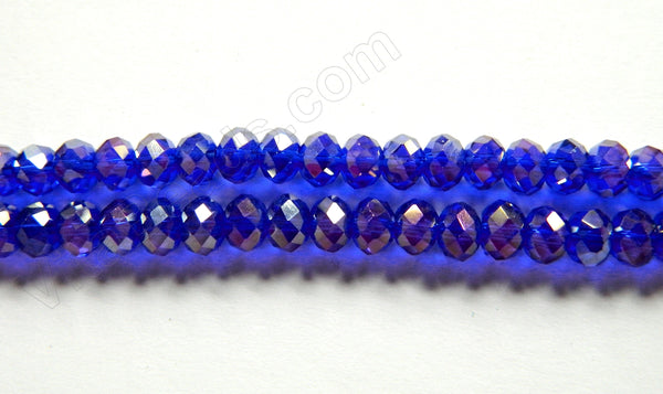 AB Coated Royal Crystal Qtz  -  Faceted Rondel  16"     6 mm