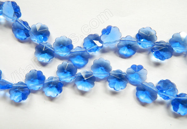 Royal Blue Crystal  -  Caviar Flower Top Drilled     15"