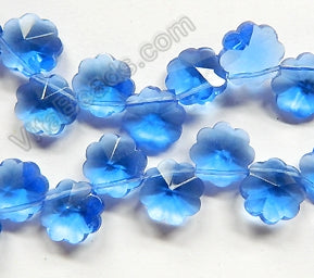 Royal Blue Crystal  -  Caviar Flower Top Drilled     15"