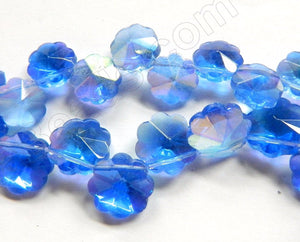 AB Coated Royal Blue Crystal  -  Caviar Flower Top Drilled     12"