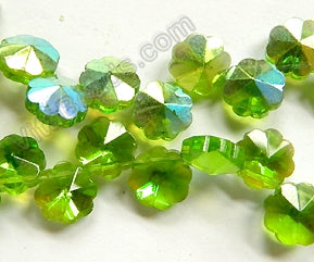 AB Coated Peridot Crystal  -  Caviar Flower Top Drilled  12"