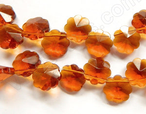 Amber Crystal  -  Caviar Flower Top Drilled  15"