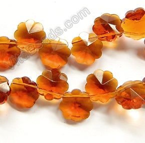 Amber Crystal  -  Caviar Flower Top Drilled  15"