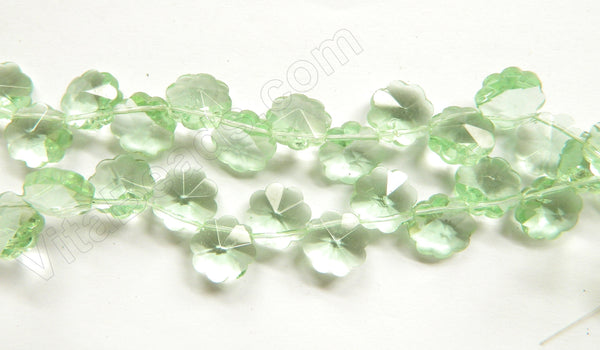 Pale Green Crystal  -  Caviar Flower Top Drilled  15"