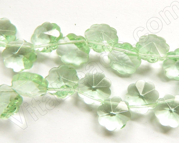 Pale Green Crystal  -  Caviar Flower Top Drilled  15"