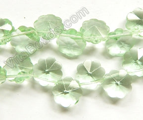 Pale Green Crystal  -  Caviar Flower Top Drilled  15"