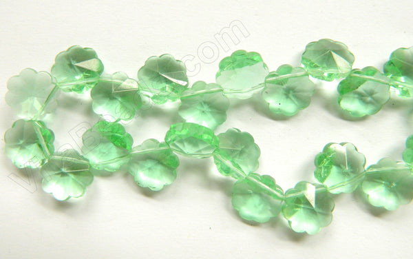 Apple Green Crystal  -  Caviar Flower Top Drilled  15"