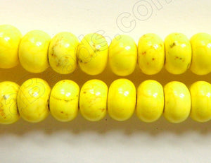 Bright Yellow Cracked Turquoise  -  Smooth Rondels  16"