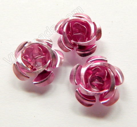 Aluminum Small Rose Beads Fuchsia