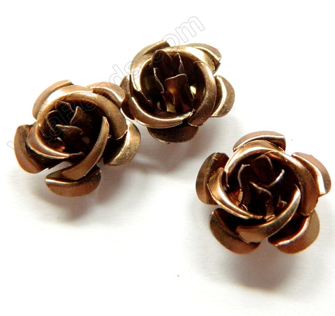 Aluminum Small Rose Beads Brown