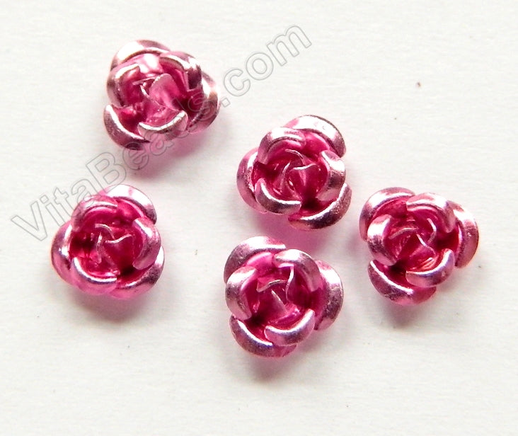 Aluminum Small Rose Beads Fuchsia