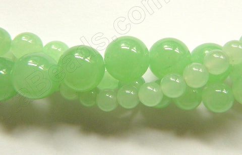 Light Spring Green Malay Agate -  Smooth Round Beads