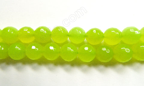 Neon Yellow Jade  -  Faceted Round 15"