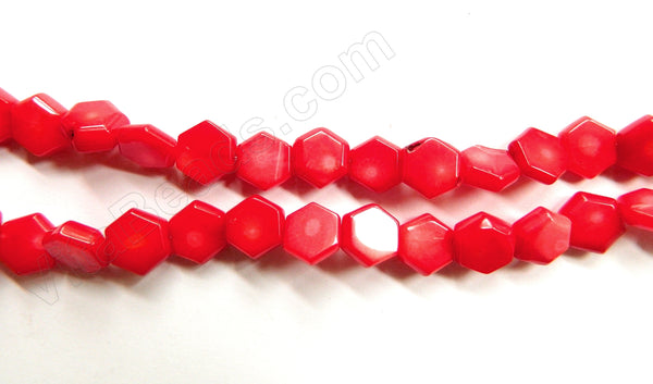 Bamboo Coral  -  Flat Hexagon Beads  16"