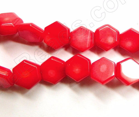 Bamboo Coral  -  Flat Hexagon Beads  16"