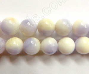 White Lavender Candy Jade -  Smooth Round Beads  16"