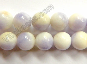 White Lavender Candy Jade -  Smooth Round Beads  16"