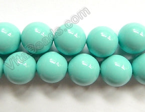 MOP Shell Pearl  -  Turquoise Blue  -  Smooth Round Beads 16"