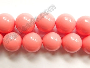 MOP Shell Pearl  -  Pink  -  Smooth Round Beads 16"    12 mm