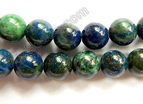 Chrysacolla Natural AAA  -  Smooth Round Beads  16"