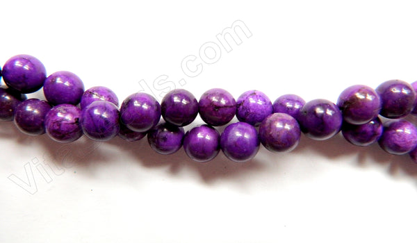 Dark Purple Cracked Turquoise - Smooth Round Beads   16"