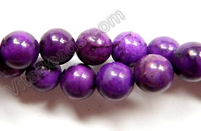 Dark Purple Cracked Turquoise - Smooth Round Beads   16"