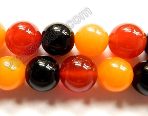 Mixed Carnelian, Black Onyx, Yellow Agate  -  Smooth Round  16"