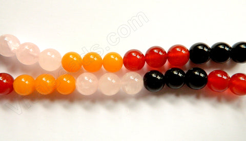 Mixed Rose Qtz, Carnelian, Blk Onyx, Yellow Agate  -  Big Smooth Round  16"