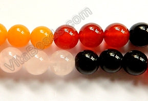 Mixed Rose Qtz, Carnelian, Blk Onyx, Yellow Agate  -  Big Smooth Round  16"