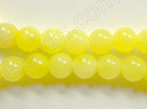 Light Lime Yellow Jade  -  Smooth Round  16"     8 mm