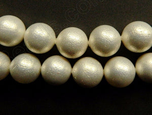 Frosetd MOP Shell Pearl  -  White  -  Round Beads 16"