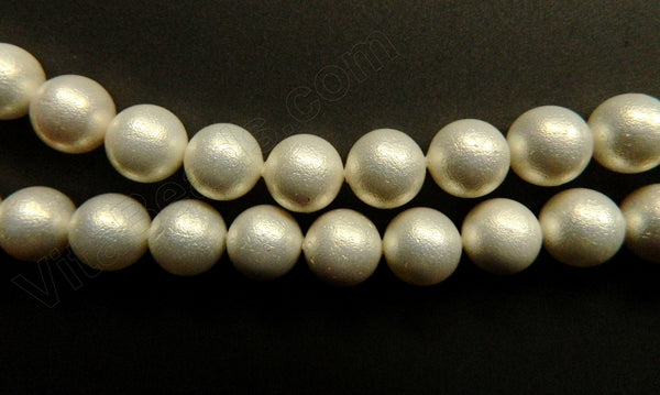 Frosetd MOP Shell Pearl  -  White  -  Round Beads 16"