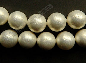 Frosted MOP Shell Pearl  -  Dust Star White  -  Smooth Round Beads 16"