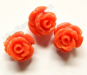 Carved Small Rose Pendant Synthetic Dark Peach Coral