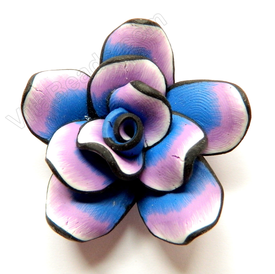 Polymer Clay Flower Pendant   Purple Blue