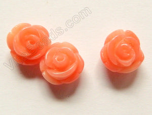 Carved Small Rose Pendant Natural Peach Coral