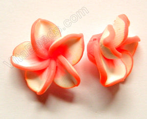 Polymer Clay Flower Pendant   Orange White