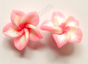 Polymer Clay Flower Pendant Pink White Pink