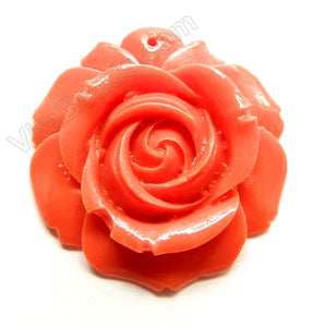 Carved Rose Pendant Synthetic Dark Peach Coral