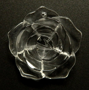 Carved Rose Flower Pendant   Crystal