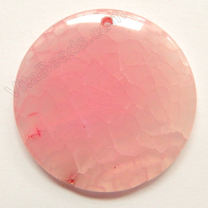Pendant - Smooth Round   Pink Fire Agate Light