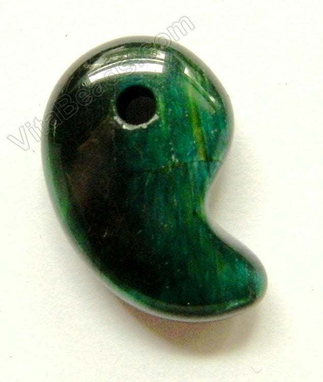 Smooth Tadpole Pendant - Green Tiger Eye