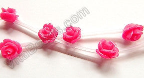 Synthetic Fuchsia Stone  -  Carved Rose Strand  10"     10 x 10 x 8 mm