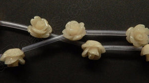 Synthetic Ivory Bone -  Carved Rose Strand  10"