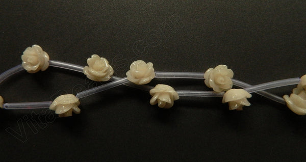 Synthetic Ivory Bone -  Carved Rose Strand  10"