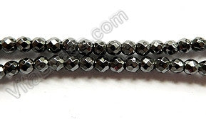 Hematite  -  Small Faceted Round 16"