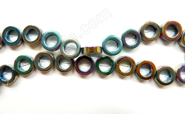 AB Coated Hematite  -  Donuts  16"