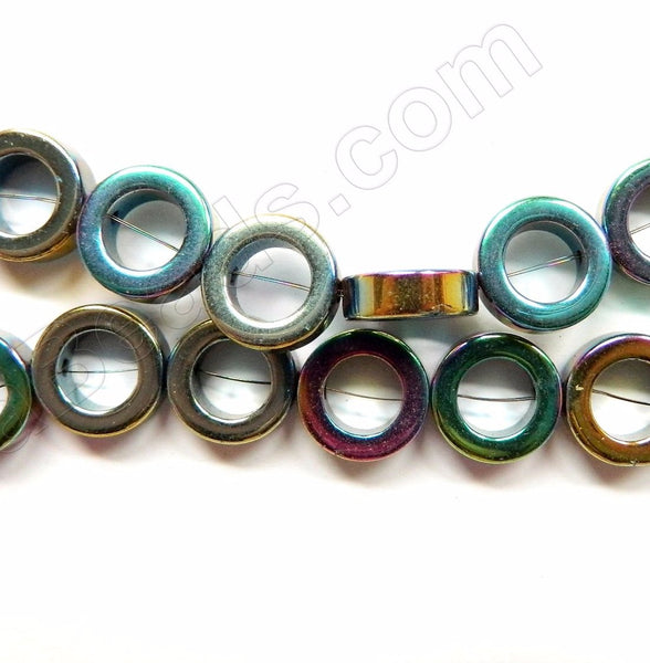 AB Coated Hematite  -  Donuts  16"